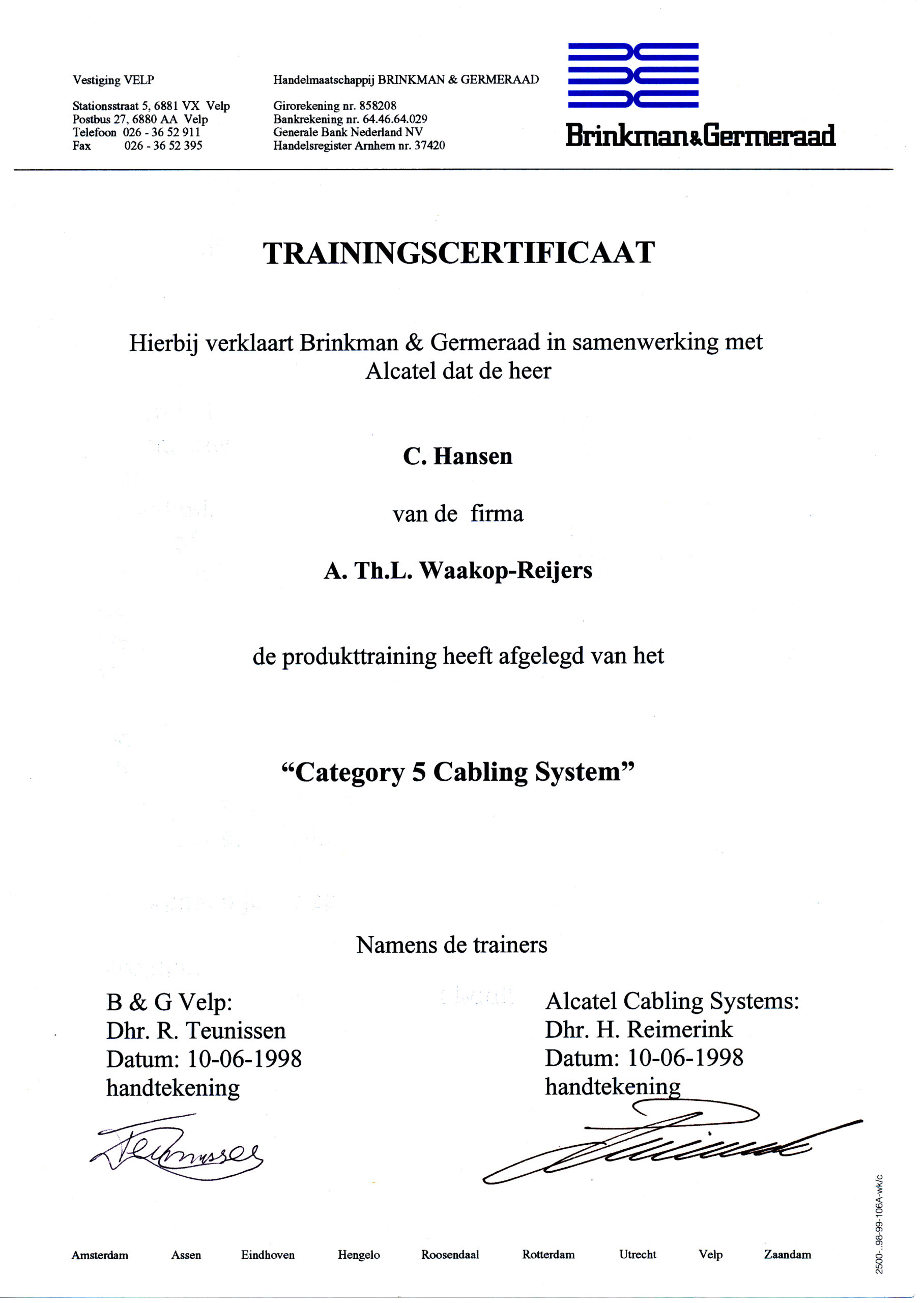 1998 - Brinkman & Gerneraad - CAD5